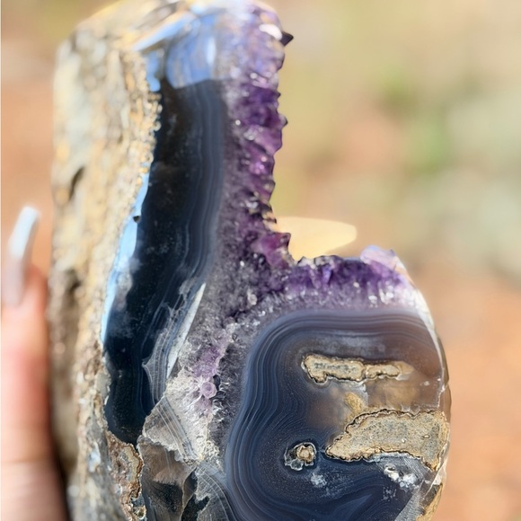 Deep Purple Uruguay Amethyst with Calcite Inclusions & Agate Banding - Picture 4 of 11